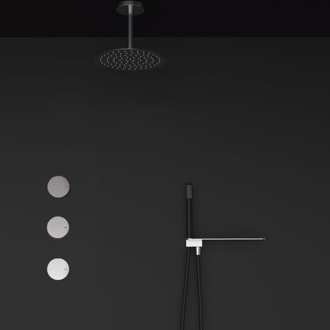 Douche Thermostatique 2 Voies INCOOL (chromé et noir) (1/5)