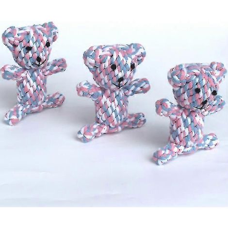 Jouet à mâcher en corde pour chiots, nettoyage naturel des dents, corde à mâcher, jouet d'entraînement avec nœud et balle pour chien, jouet pour petits chiens (3 couleurs d'ours) (1/5)