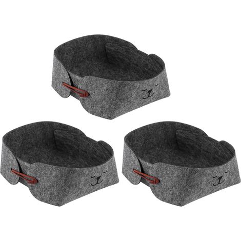3-teiliges Aufbewahrungskorb-Set aus Filz, faltbare Aufbewahrungsbox für den Schreibtisch, ideal für Münzen, Schlüssel, Snacks, Fernbedienung, Handy, Grau (1/5)