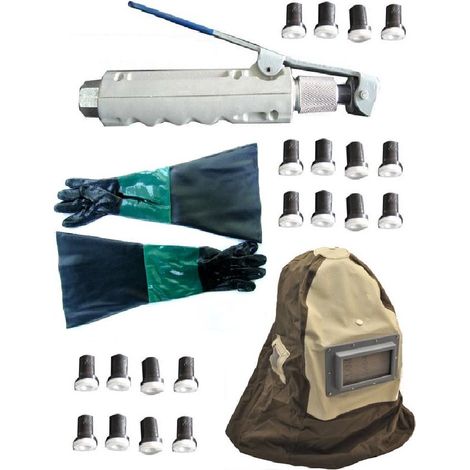 Pistolet Gâchette pour Sableuse Aérogommeuse mobile + 20 Buses + Paire de Gants + Masque