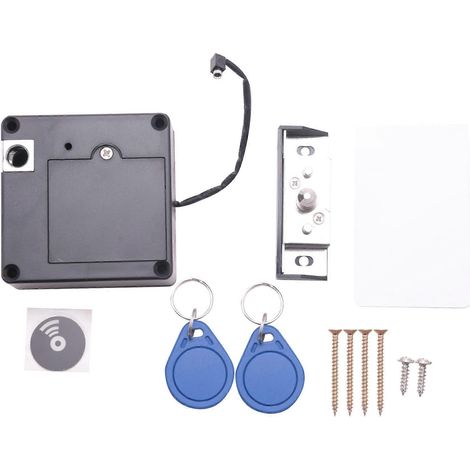 Casier électronique intelligent RFID, sans perçage, facile à installer, convient aux armoires de rangement, penderies, meubles à chaussures et portes de tiroirs, livré avec deux porte-cartes/clés. (1/5)