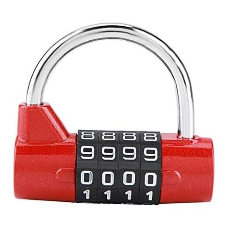 Cadenas à combinaison de code à 4 chiffres, casier de gymnase, verrou de sécurité par mot de passe pour salle de sport, école, valise de voyage pour employé(Red) (1/5)