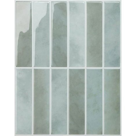 Vert Sauge carrelage adhesif mural cuisine, 3D credence adhesive, Facile à nettoyer carrelage adhesif mural salle de bain, 28x22cm 12sheets (1/5)