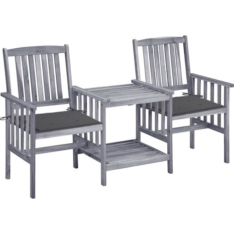 Chaises de jardin avec table à thé et coussins  Fauteuil de Jardin  Acacia solide 23680 (1/5)