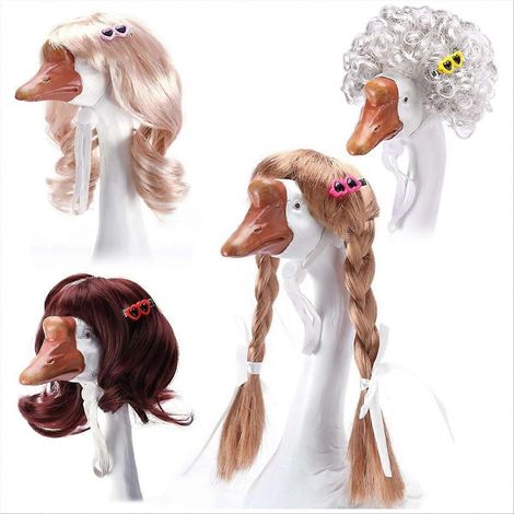 Lot de 4 perruques d'oie de porche avec pinces à cheveux, perruque tressée mignonne pour statue d'oie de jardin, déguisement d'oie de porche pour l'extérieur (1/5)