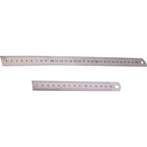 Lot de 2 règles en acier inoxydable, 15 cm et 30 cm, double (1/5)