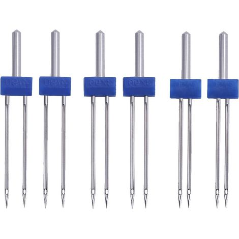 Agujas dobles para tejidos de punto - paquete de 6, agujas dobles para máquinas de coser, agujas para elásticos (1/5)