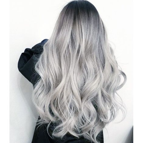 Peluca larga y rizada para mujer, cabello largo, estilo ombré negro y gris, fibras sintéticas, venta al por mayor directamente del fabricante, estilo abuela en negro y gris. (1/5)