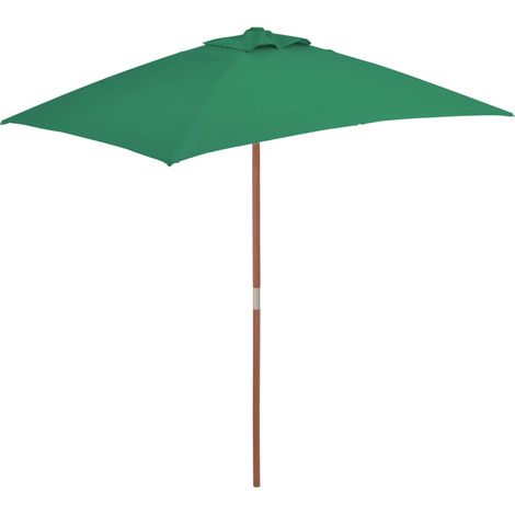 Ombrellone con palo in legno 150 x 200 cm verde 020008113