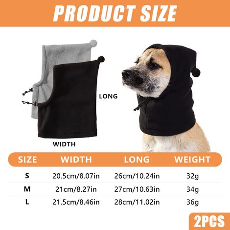 Ensemble de 2 pièces pour chien : bonnet d'hiver, tour de cou coupe-vent, cache-oreilles, protection pour les oreilles, foulard pour les promenades en extérieur - L 28 x 21,5 cm (1/4)