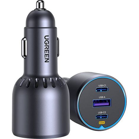 Ugreen EC703 Autoladegerät, USB + 2x USB-C, 75W (Schwarz)