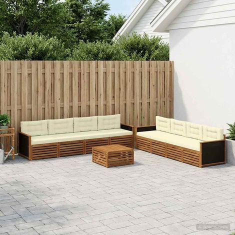 vidaXL Outdoor-Sofagarnitur 9 Stk. Natur und Creme Polyester (1/5)