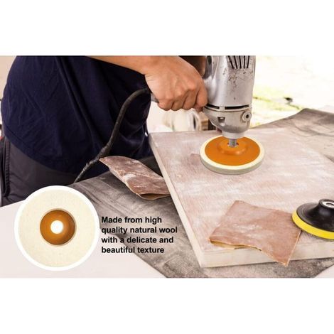 4-teiliges Polierscheiben-Set (125 mm) für Winkelschleifer – Wollfilz für Glas, Keramik, Kunststoff und Metall – 22 mm Bohrung (1/3)