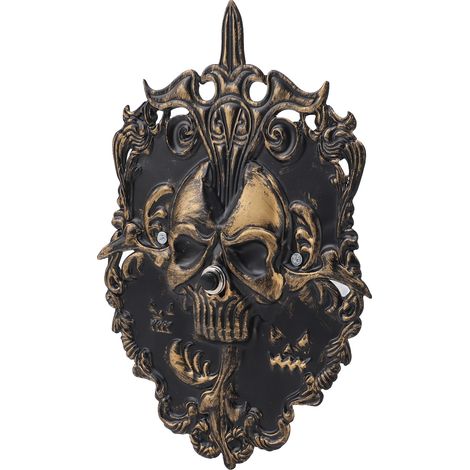 Sonnette décorative antique en forme de squelette effrayant avec son, accessoire de fête pour la décoration de porte (1/5)