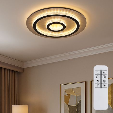 LED Deckenlampe dimmbar mit Fernbedienung Kristall Deckenleuchte grau gold Wohnzimmerlampe, Farbwechsel, 40W 1300lm warmweiß-kaltweiß, D 45 x 5,5 cm (1/5)