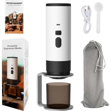 Macchina per caffè espresso da 90 ml, macchina per caffè da viaggio in auto, riscaldamento rapido, macchina per caffè elettrica senza fili per capsule/polvere di caffè, ideale per il campeggio. (1/5)