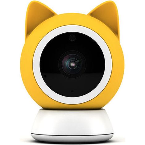 Petoneer Telecamera Sorveglianza Interno WIFI 1080p Visione Notturna Bianca Gialla Nera