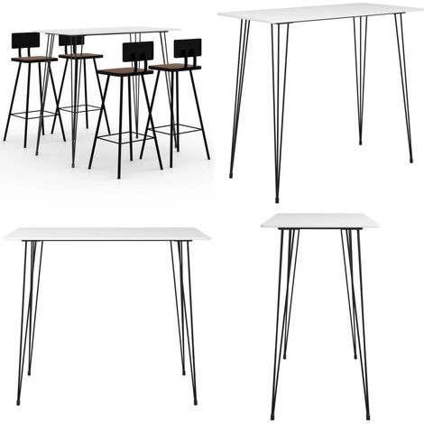 5-tlg. Bar-Set Weiß - Esstisch - Bartisch - Barhocker - Wohnzimmer Dekoration - Kücheninsel - Home & Living (1/5)