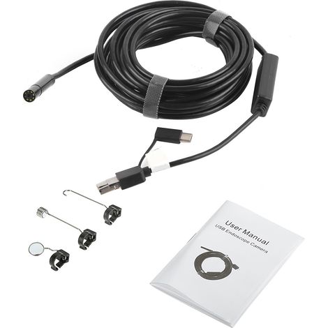 1 sonde USB OTG noire 5 mètres, caméra étanche 2 mégapixels pour inspection de tuyaux et voitures (1/5)