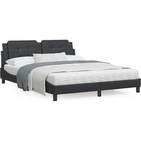 Lit avec matelas noir 160x200 similicuir (1/5)