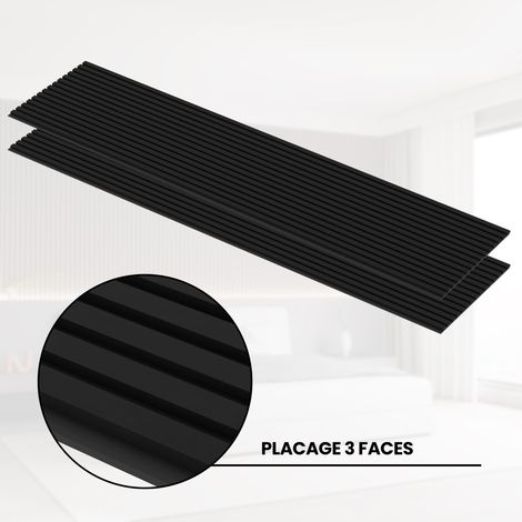 Lot de 2 - 240 x 60 cm - Panneau Tasseaux - Noir Mat - Feutrine Noir (1/5)