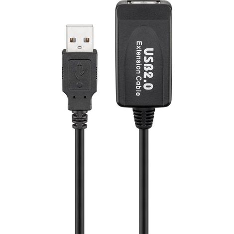 Goobay USB 2.0 10m - Cable USB (10 m, USB A, USB A, 2.0, Male/Female, Black) (1/3)