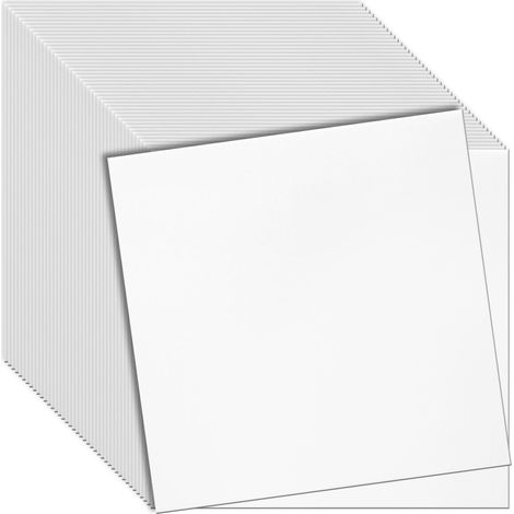 Panneaux De Plafond 3D En Polystyrène, Surface Lisse Sans Motif, Revêtement De Plafond Pour Salon Et Chambre, 50 x 50 cm, 48 Pièces, Blanc