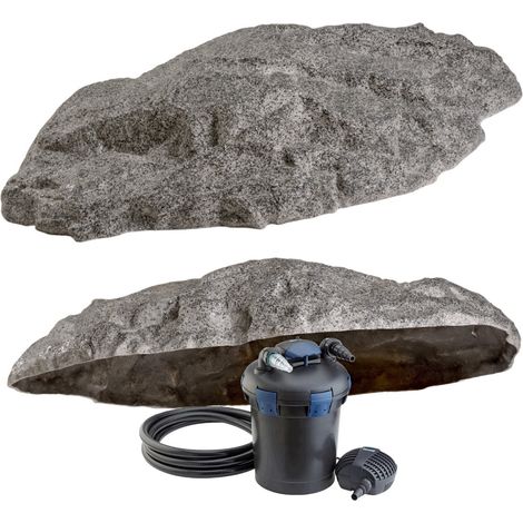 Faux rocher de jardin XL-02 allongé pour regard 90 cm gris (1/5)