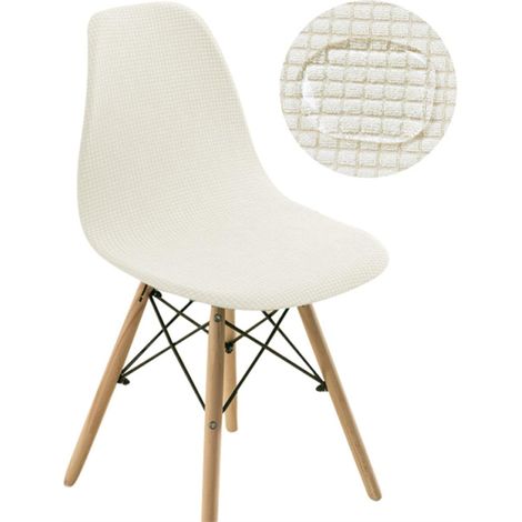 Housse de Chaise Scandinave Lot de 1 2 4 6, Housses de Chaise Coquille Extensible Couverture de Chaise Élastique Couvre Chaise Salle à Manger (4 Pièces,Blanc) (1/3)