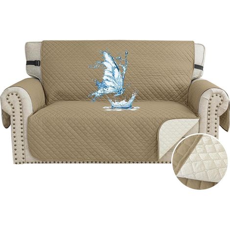 Wasserdichter 2-Sitzer Sofaüberwurf Khaki, rutschfest, waschbar, für Haustiere (1/5)