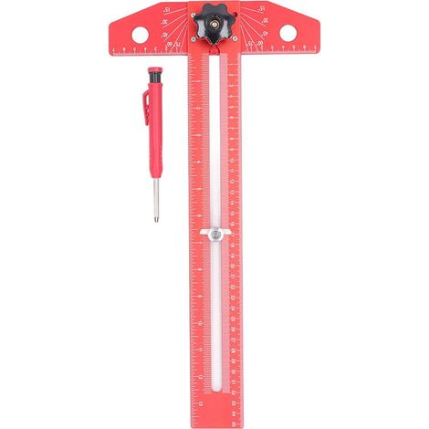 trusquinRègle T et Protractor en Aluminium Alloy pour Menuisier avec Double Graduation Métrique/Impériale et Pencil Inclus (1/5)