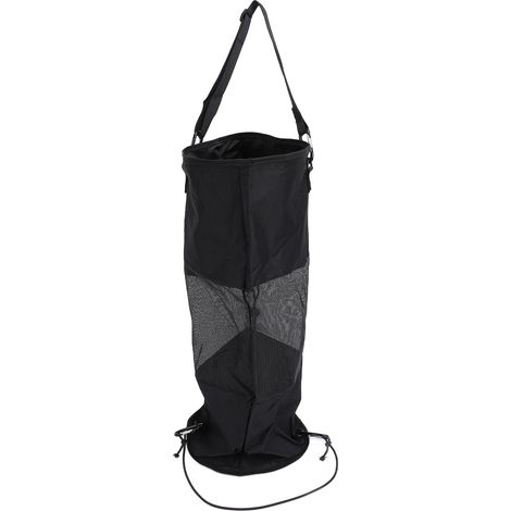 Sacchetto per rifiuti per barche, realizzato in rete di nylon, contenitore portatile riutilizzabile con coulisse per esterni e zone costiere, colore nero. (1/5)