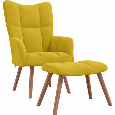 Maison Exclusive - Relaxsessel mit Hocker Senfgelb Samt (1/5)