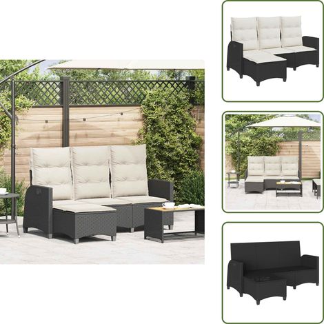 Canapé de jardin inclinable coussins forme de L noir polyrotin - Canapé De Jardin Inclinable - Canapés De Jardin Inclinables - Canapé D'extérieur - Canapé Inclinable (1/5)