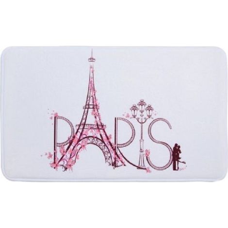 Trade Shop - Alfombra Para Muebles De Baño 45 X 75cm Con Fantasía Escrita Paris 87046 - (1/2)
