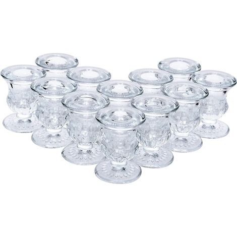 Ensemble de 12 Bougeoirs Coniques en Verre Transparent - 6,35 cm de Hauteur, Parfait pour Mariages, Dîners Romantiques et Décoration d'Intérieur