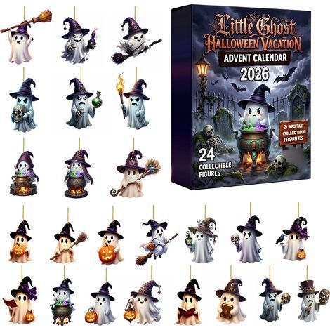 Halloween-Adventskalender – Überraschungsbox – 24-Tage-Countdown – Flacher Acryl-Anhänger – Überraschungsbox G