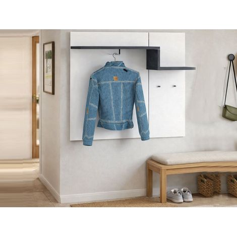 Dmora - Muebles de entrada Dcugnat, Mueble de entrada multifunción moderno, Mueble multiusos para recibidor, 100% Made in Italy, cm 120x30h100, Blanco Brillo y Pizarra (1/3)