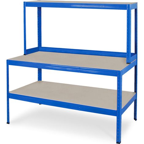 BRB Table de travail avec structure Bleu 1500 x 600/300 x 1500 mm (1/2)