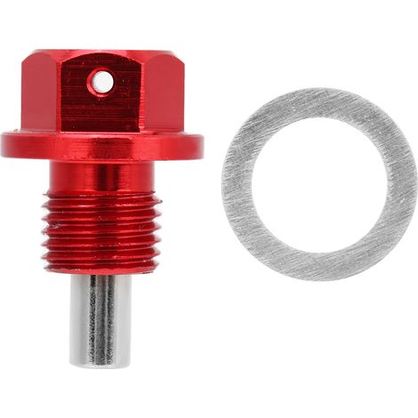 Vis de vidange magnétique M12  1,25 en alliage d'aluminium rouge pour carter d'huile moteur de voiture (1/5)
