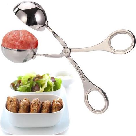 Pinzas para albóndigas - Espátula para albóndigas - Molde para albóndigas - Cuchara para albóndigas - Prensa para albóndigas - Acero inoxidable - Metal - Apto para lavavajillas