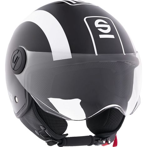 Sparco Casco Demi-Jet per moto nero e bianco con calotta in ABS Taglia XS