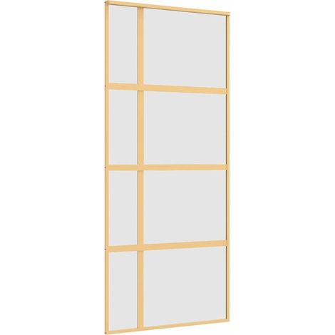 Maison Exclusive - Porta Scorrevole Dorata 90x205 Vetro Smerigliato ESG Alluminio