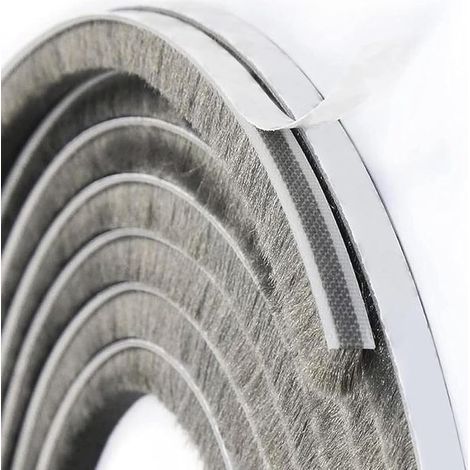 Joint d'étanchéité à brosse pour porte - Bande anti-courant d'air auto-adhésive 9 mm x 15 mm x 5 m - Pour portes. fenêtres. isolation phonique et protection contre le vent (2 pièces) Gris (1/5)