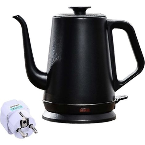 Wasserkocher mit langem Ausguss und deutschem Steckeradapter, robuste Filterkaffeemaschine für den Hausgebrauch, schwarz