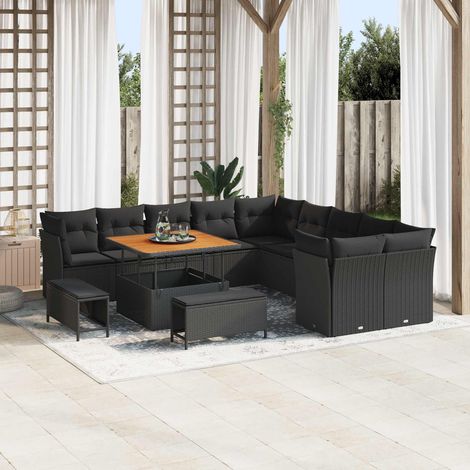vidaXL Gartensofa-set 13 pcs Schwarz Poly-Rattan (1/5)