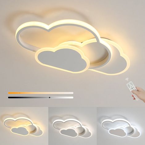 GOECO Cloud Ceiling Light, 32W Creative LED Ceiling Lamp with Dimmable Remote Control 3000-6500k 2800lm L42H6cm, Cartoon Lighting for Living Room Children's Room Boy and Girl Bedroom (1/4)