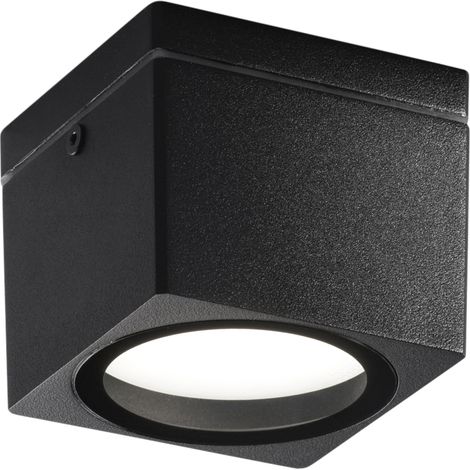 "Plafoniera da esterno TOWER quadrata in alluminio nero IP54 9x9 cm." (1/2)