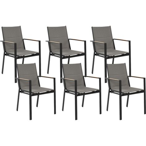 Gartenstuhl 6er Set BUSSETO Metall Schwarz