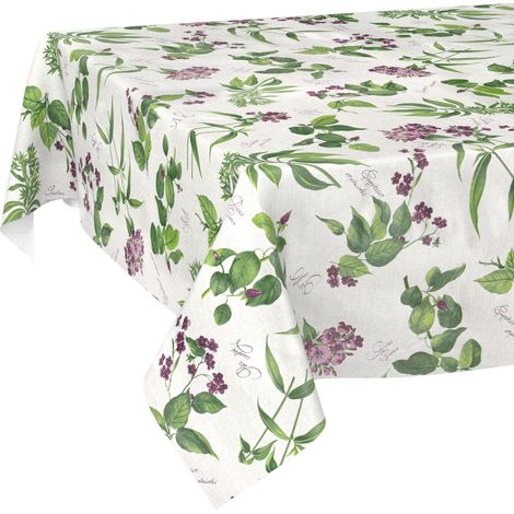 Nappe en Toile cirée Lavable, Facile d'entretien, imperméable, Effet Lotus, pour Table de Jardin, Lavanda, 240 x 140 cm, Bord coupé (1/5)